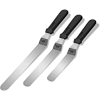 G.a HOMEFAVOR Lote de 3 Espatulas Inoxidables de Repostería Espátula Estrecha y Curvada de Acero Inoxidable Comfort Grip